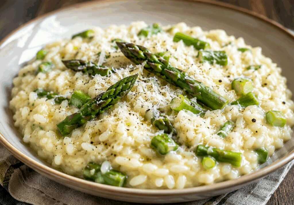 Risotto Cremoso agli Asparagi Verdi e Pecorino Romano: un Classico della Cucina Italiana
