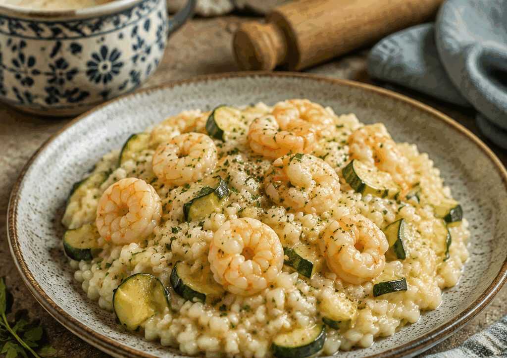 Risotto Zucchine e Gamberetti Cremoso