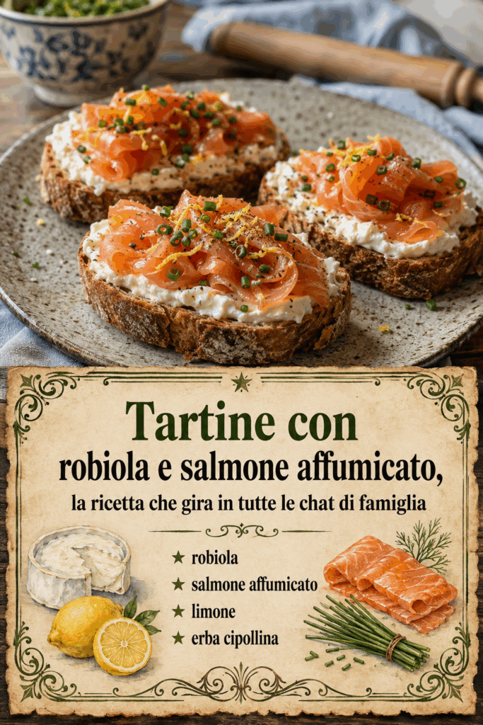 Tartine con robiola e salmone affumicato, la ricetta che gira in tutte le chat di famiglia
