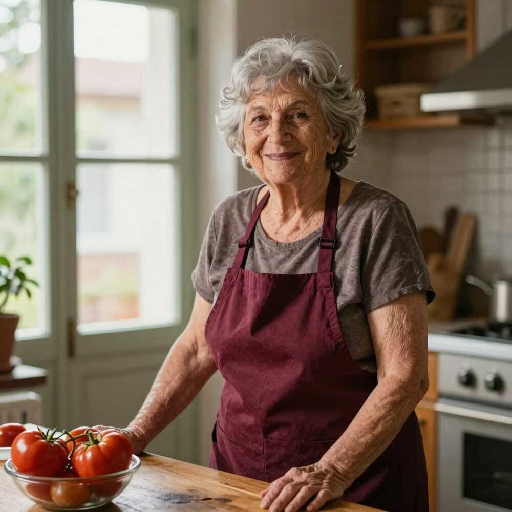 Rosa, autrice di Cucina di Rosa, nella sua cucina