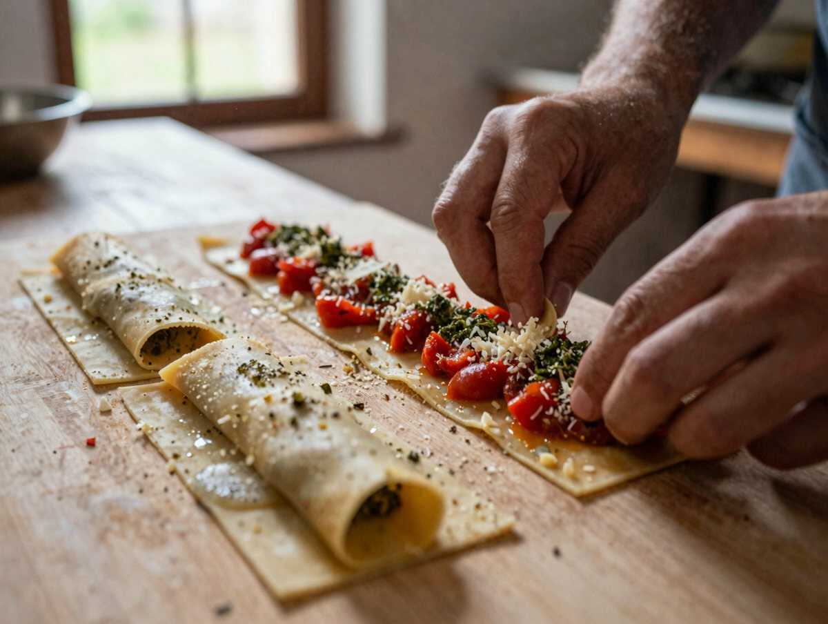 Farcite i salatini al pesto e al pomodoro — Salatini di sfoglia misti per il buffet, il classico del buffet che funziona sempre