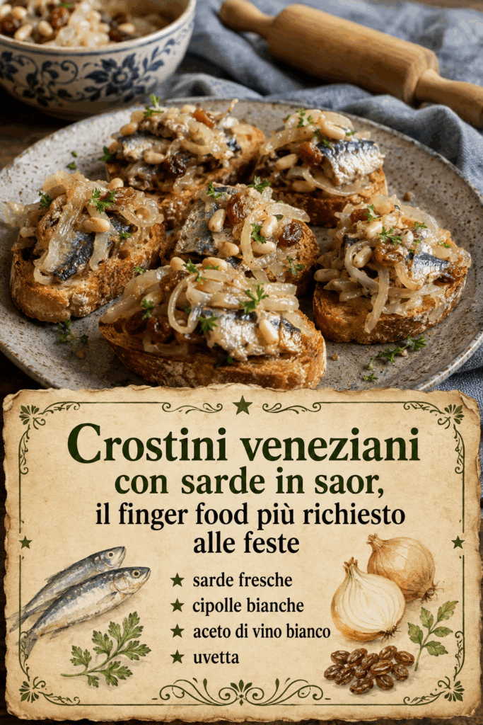 Crostini veneziani con sarde in saor, il finger food più richiesto alle feste