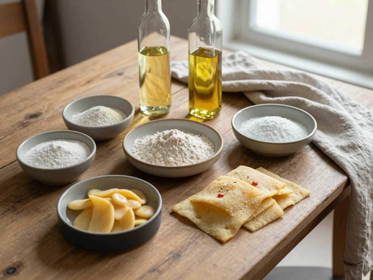 Gli ingredienti per Schiacciatine toscane all’olio, il finger food che svuota il vassoio in un lampo