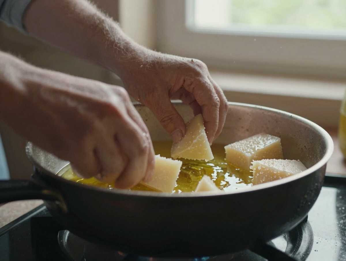 Un passaggio della preparazione — Seadas sarde al pecorino fresco e miele: il dolce tradizionale della Sardegna