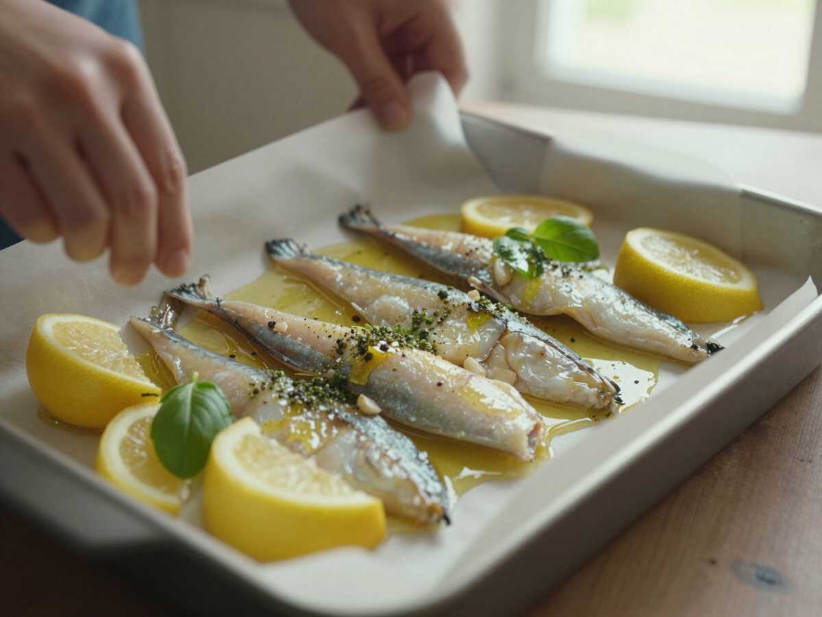 3. Disporre nella teglia — Sgombro al Forno con Limone e Prezzemolo: la Ricetta Leggera e Gustosa Pronta in 30 Minuti