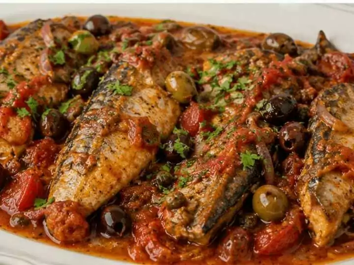 Sgombro all’Anconetana con Pomodoro e Olive – Marche