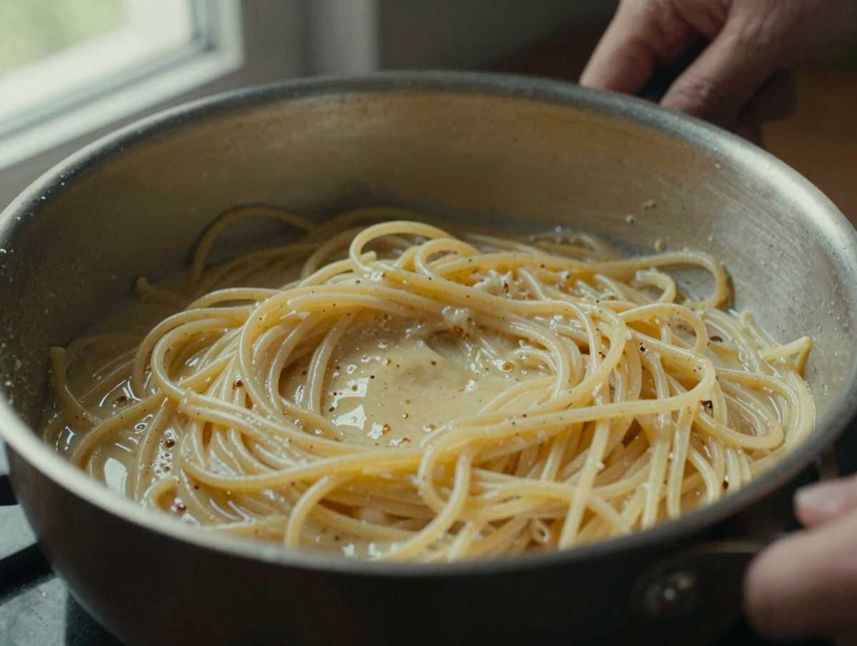 Cuocere gli spaghetti — Spaghetti alla Carbonara Cremosa: la Ricetta Tradizionale Romana Pronta in 20 Minuti