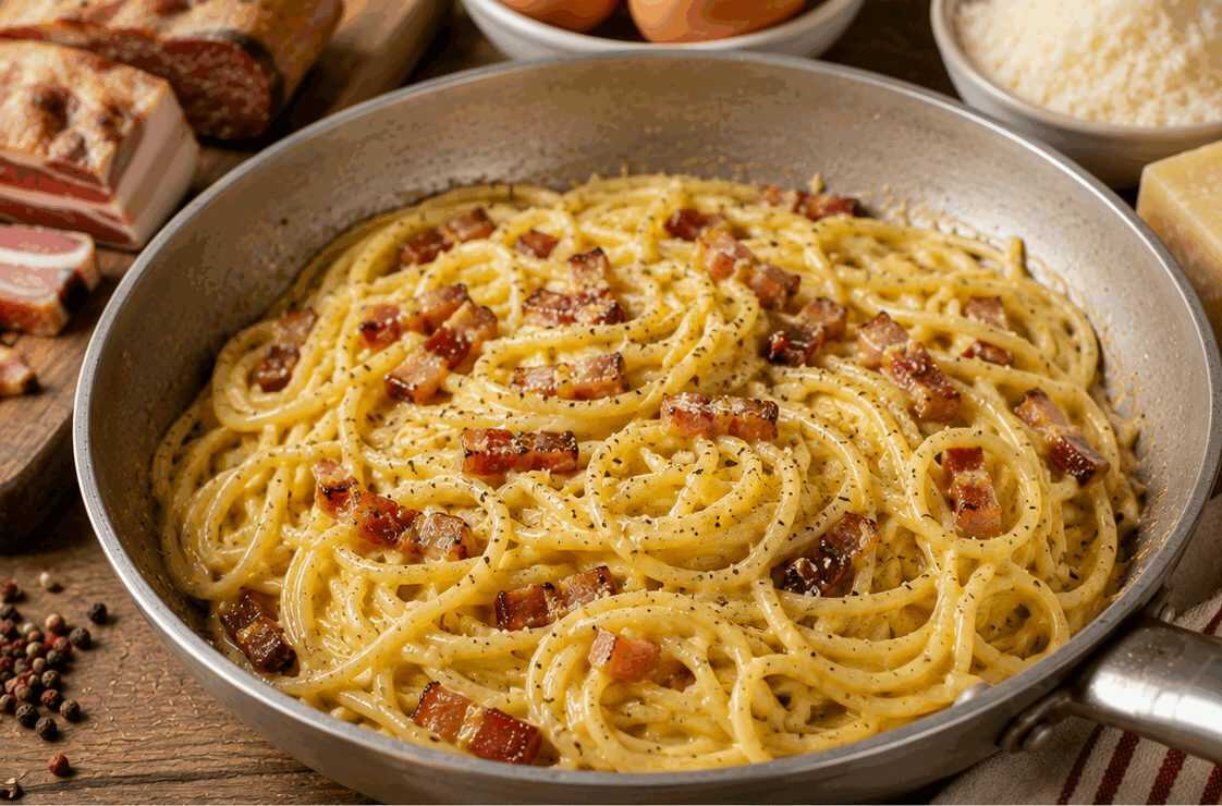 Spaghetti alla Carbonara Cremosa: la Ricetta Tradizionale Romana Pronta in 20 Minuti