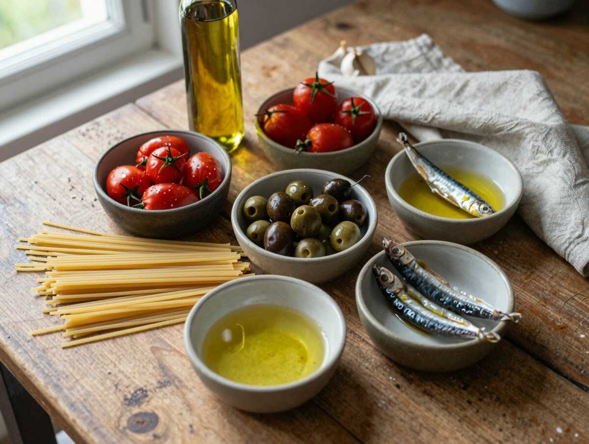 Gli ingredienti per Spaghetti alla Puttanesca Classici
