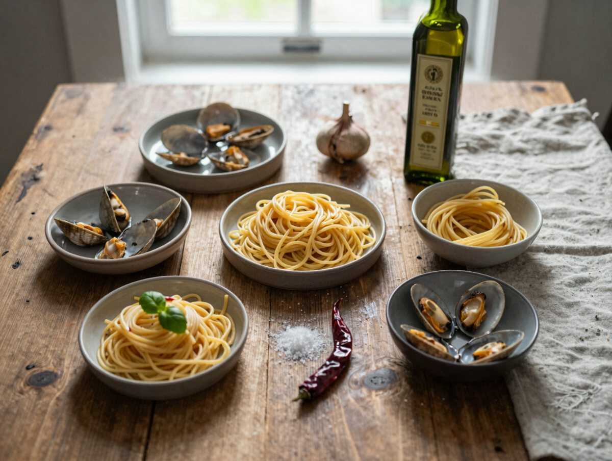 Gli ingredienti per Spaghetti alle Vongole Leggeri