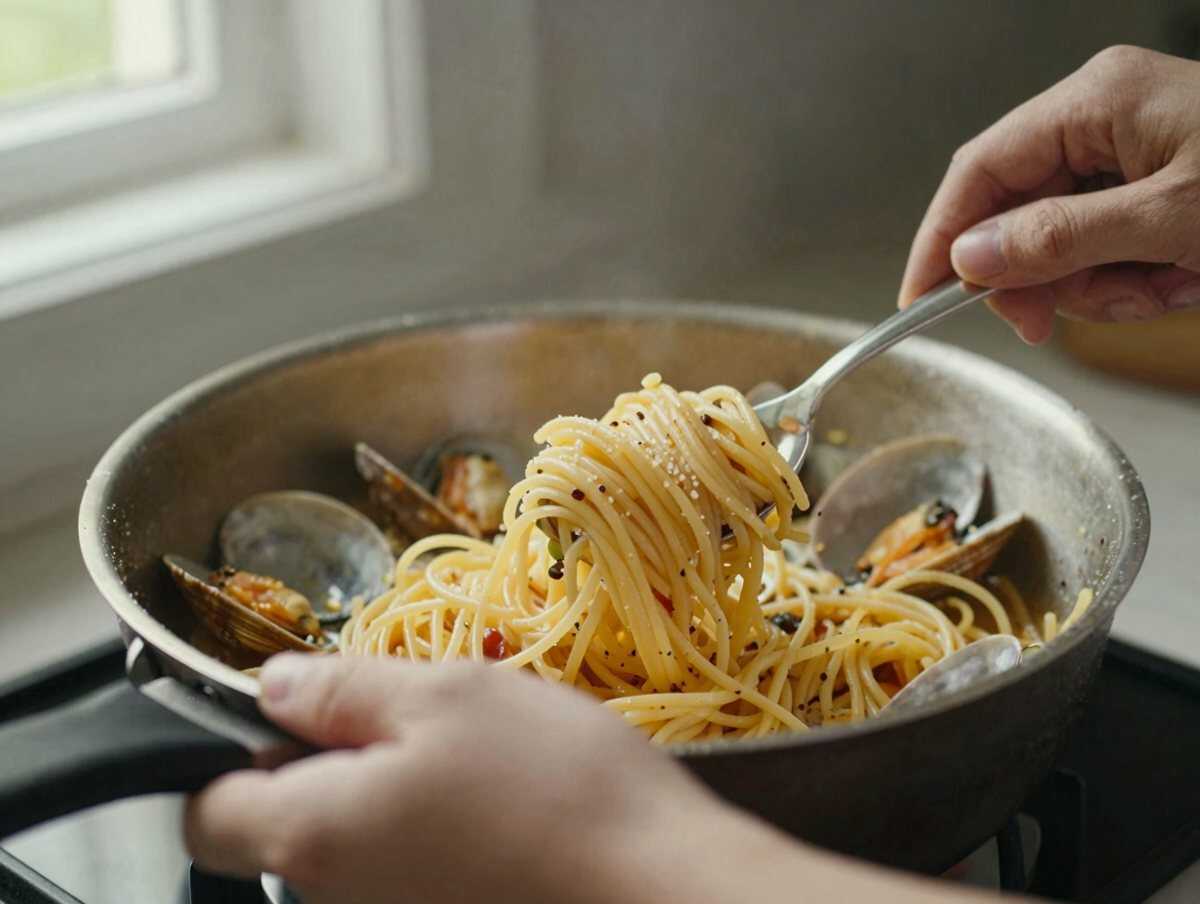 Cuocere gli spaghetti — Spaghetti alle Vongole Leggeri