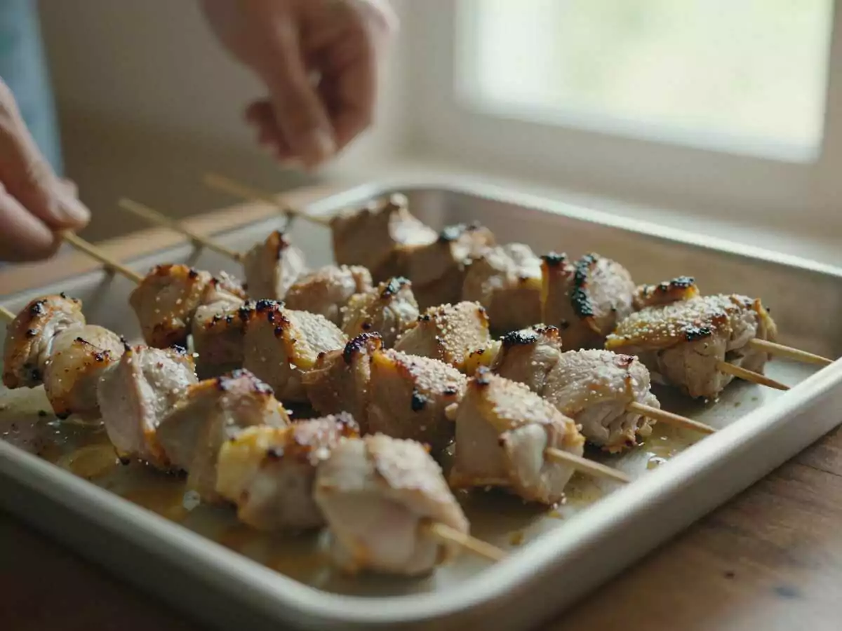 4. Preparare gli spiedini — Spiedini di Pollo Marinati alle Erbe: la Ricetta Succosa e Saporita Ideale per una Cena Estiva