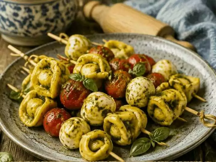 Spiedini di tortellini al pesto: spariscono dal vassoio in 5 minuti