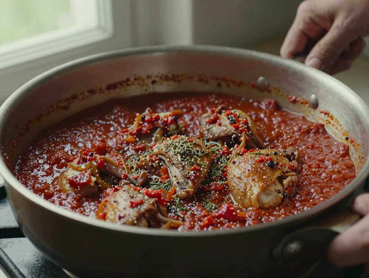 Preparare il sugo alla pizzaiola — Straccetti di Pollo alla Pizzaiola