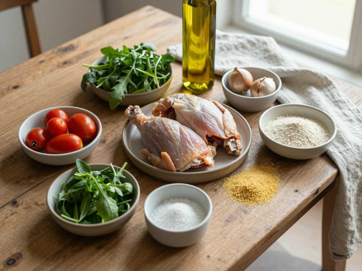 Gli ingredienti per Straccetti di Pollo con Rucola e Pomodorini