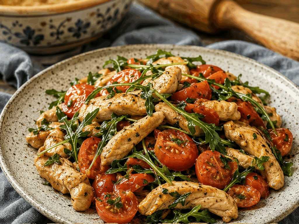 Straccetti di Pollo con Rucola e Pomodorini
