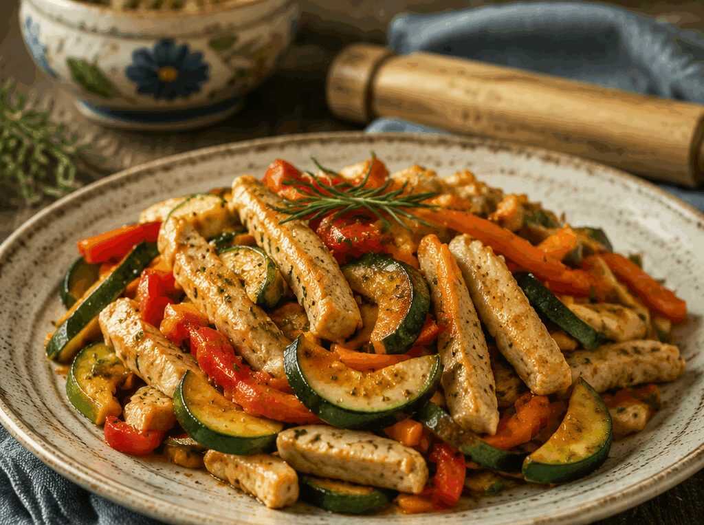 Straccetti di Tacchino con Verdure Croccanti