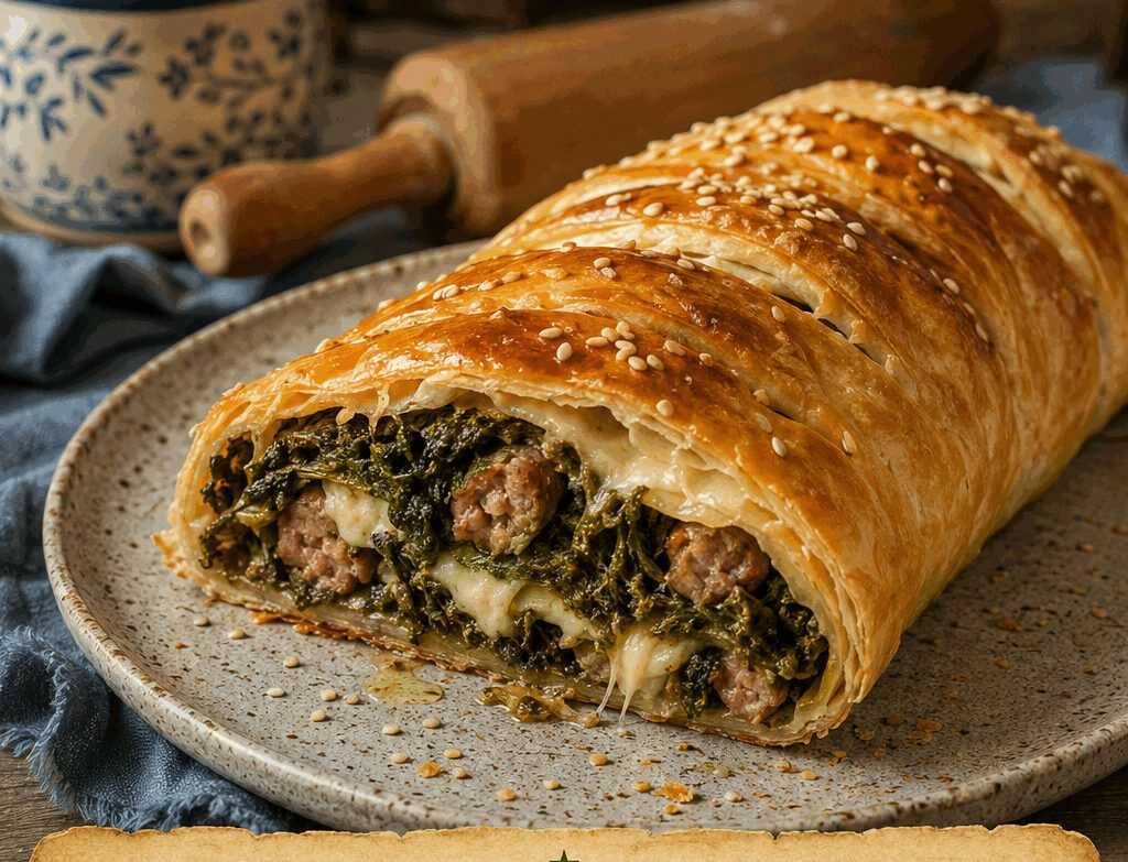 Strudel di sfoglia con salsiccia e friarielli da preparare il giorno prima senza stress