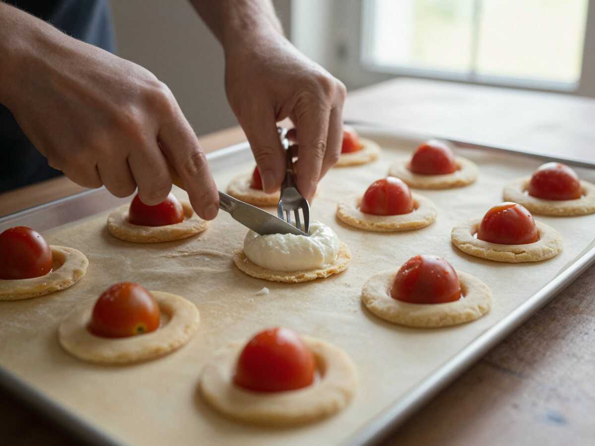 Forma le tartellette — Tartellette salate con ricotta e pomodorini con brisée fatta in casa e fondo croccante