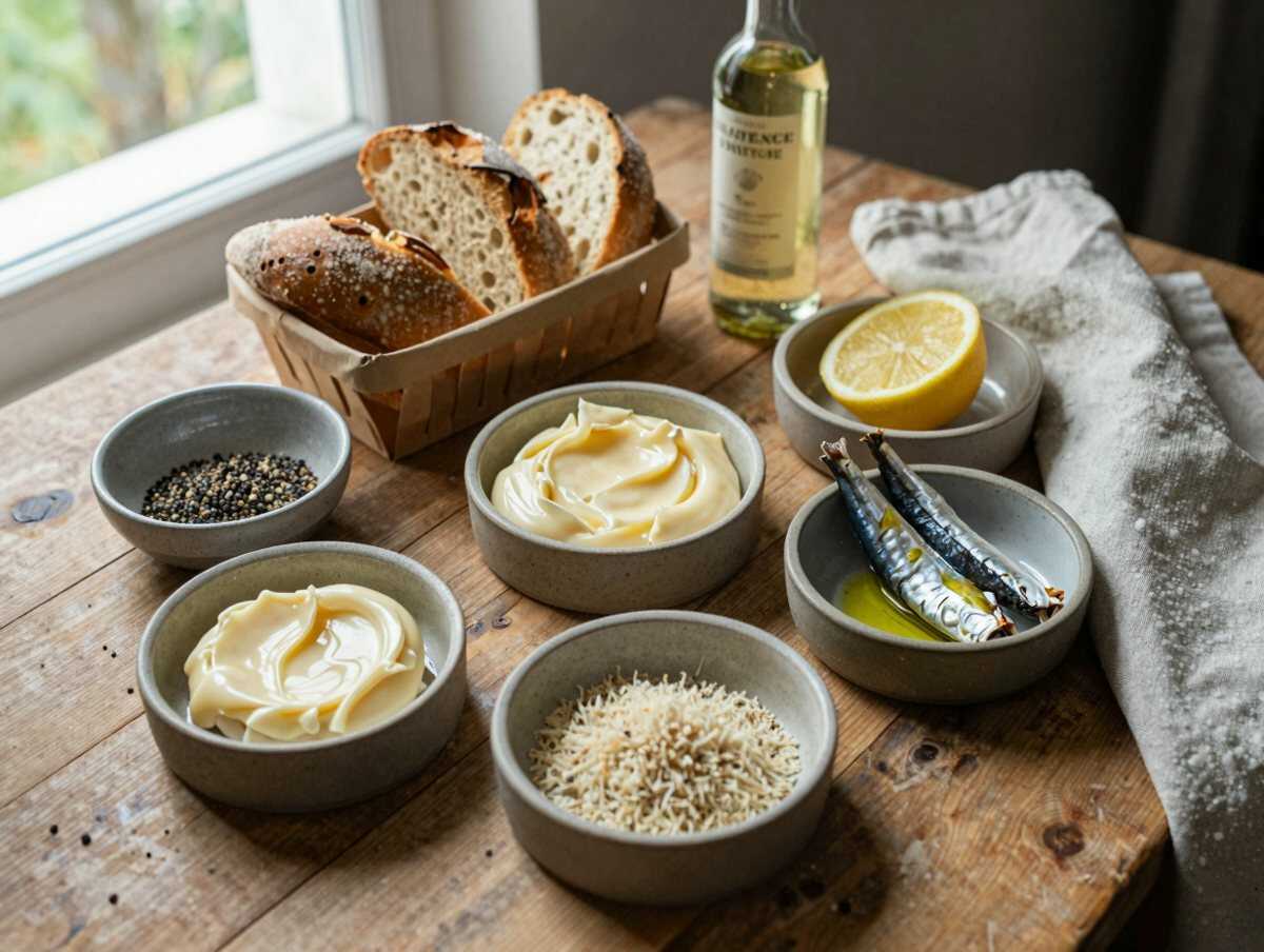 Gli ingredienti per Tartine con burro e alici in 15 minuti: le dosi giuste per un’apericena in quattro