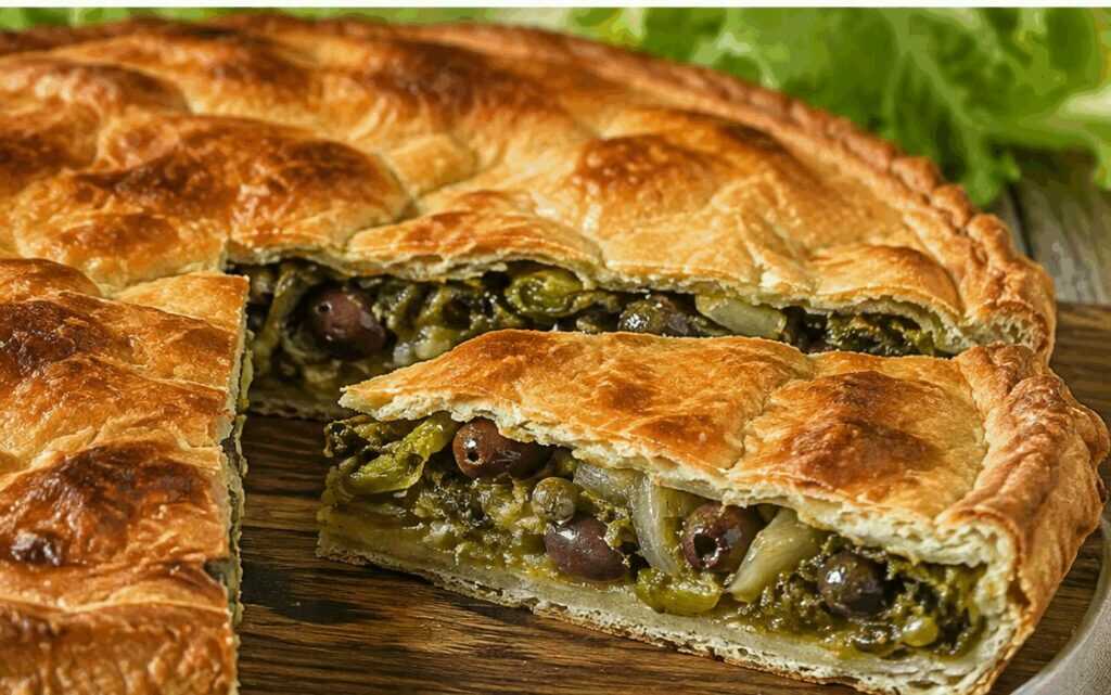 Tiella di Gaeta con Scarola e Olive Lazio