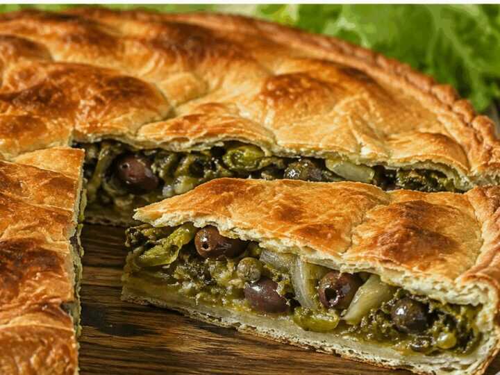 Tiella di Gaeta con Scarola e Olive Lazio