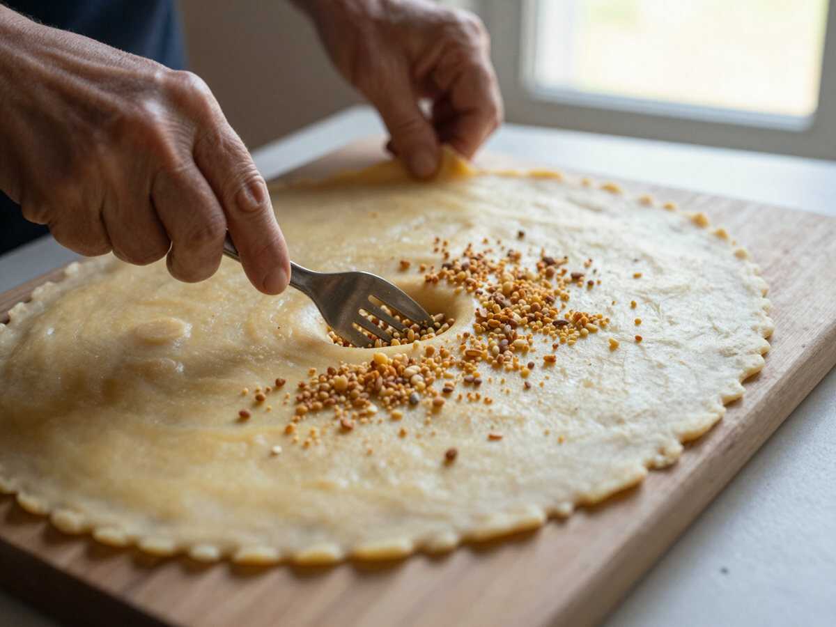 4. Chiudere la torta — Torta della Nonna con crema pasticcera e pinoli: il dolce della tradizione toscana