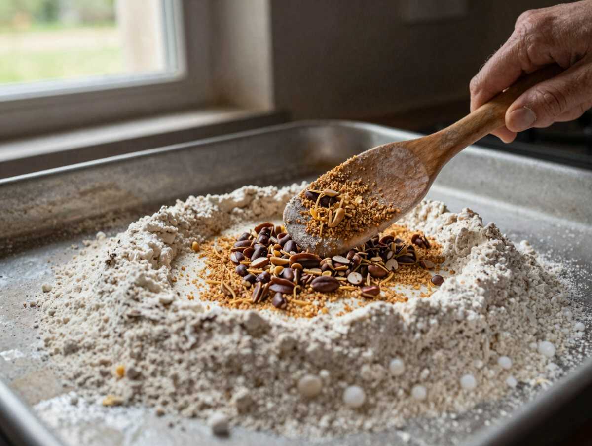 5. Aggiungere gli ingredienti secchi — Torta di Nocciole delle Langhe – Piemonte