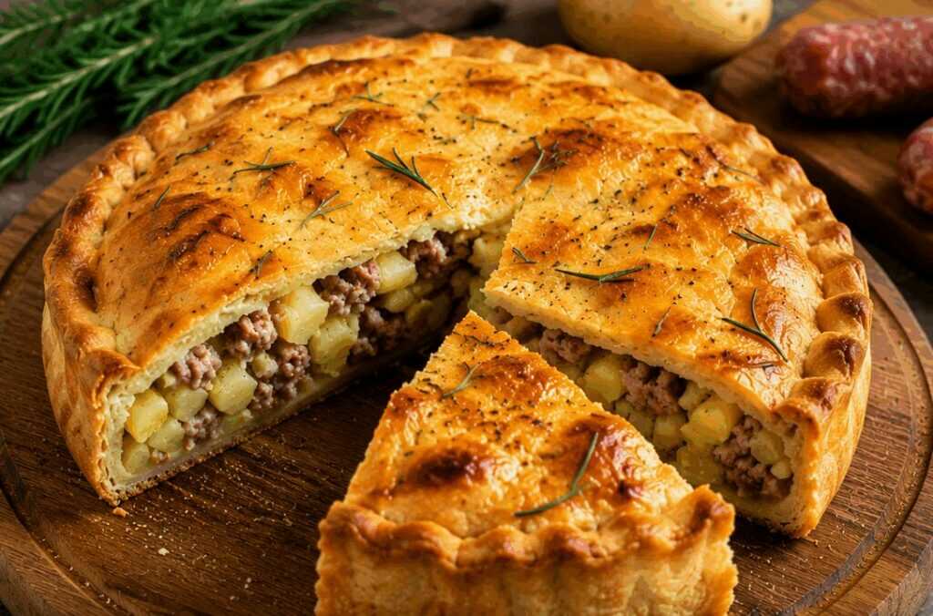 Torta Rustica con Patate, Salsiccia Italiana e Rosmarino