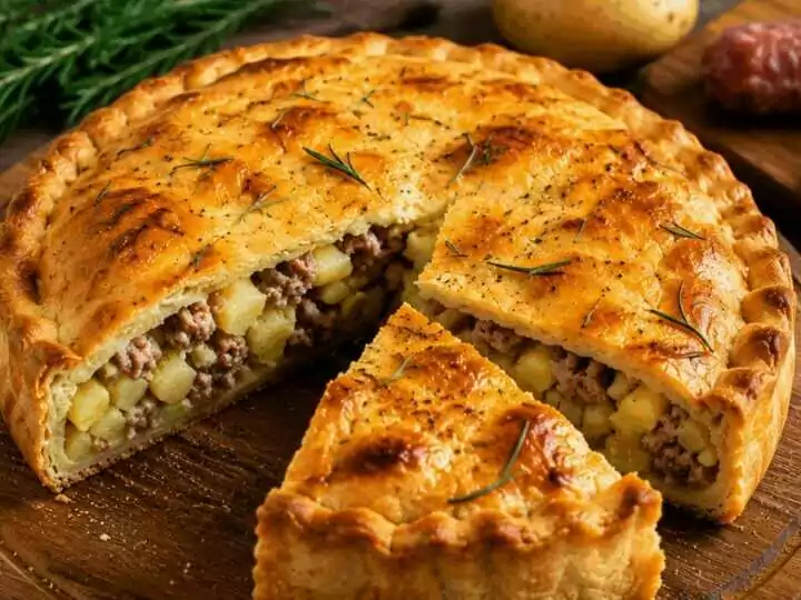 Torta Rustica con Patate, Salsiccia Italiana e Rosmarino