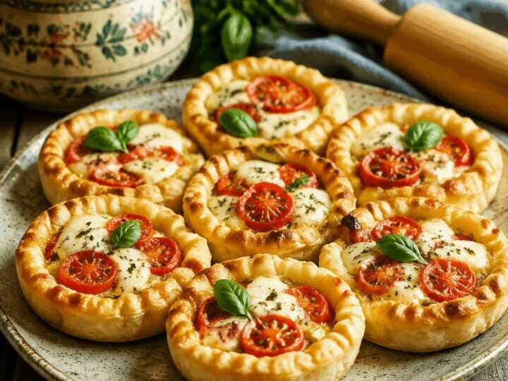Torta salata caprese con pomodoro e mozzarella in versione mini per la festa dei bambini