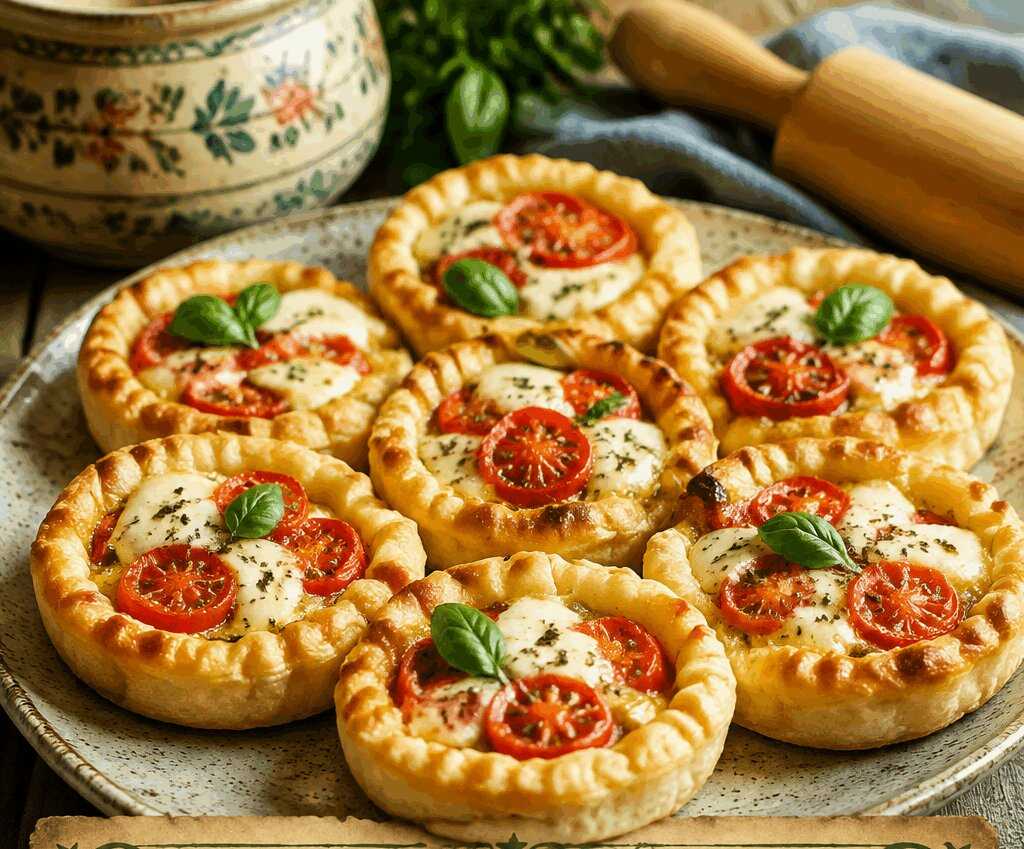 Torta salata caprese con pomodoro e mozzarella in versione mini per la festa dei bambini