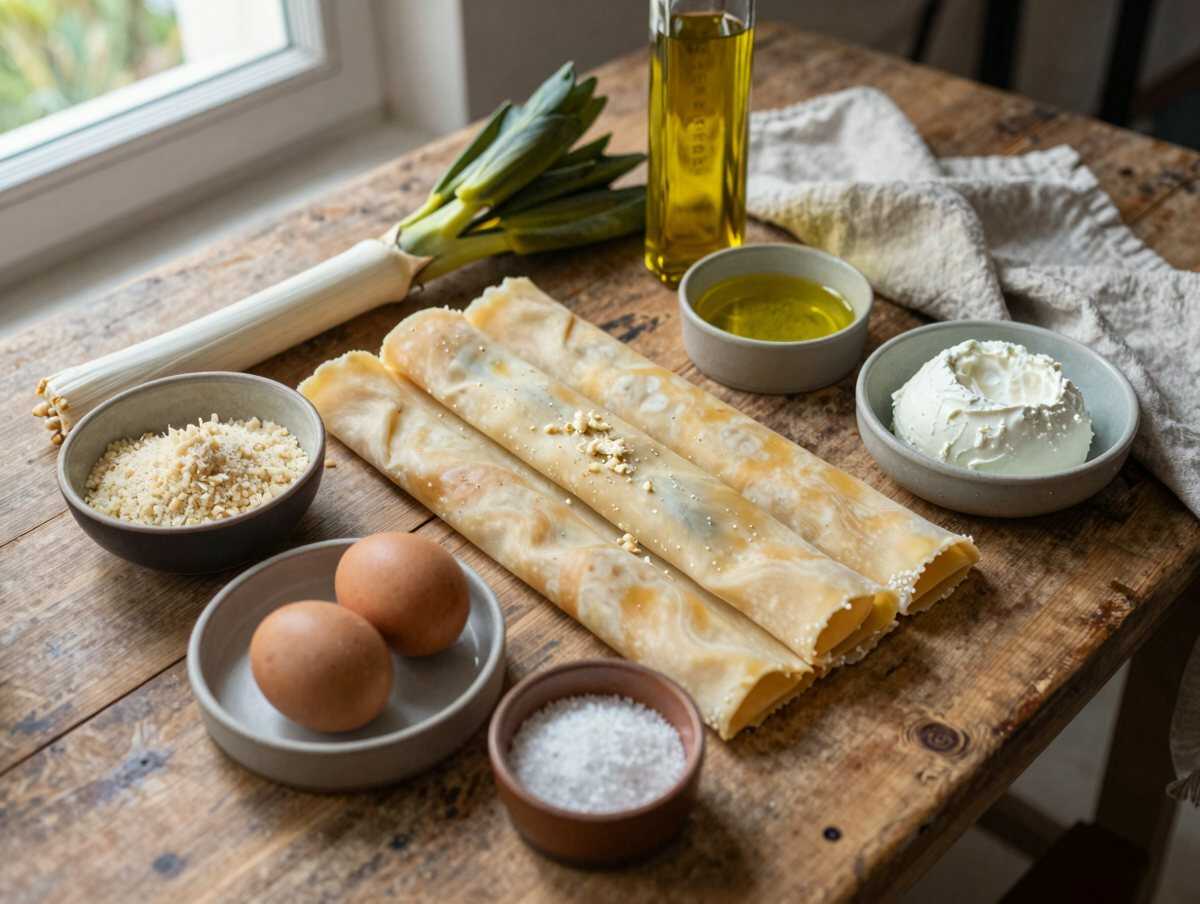 Gli ingredienti per Torta salata con porri e taleggio economica e d’effetto per buffet numerosi
