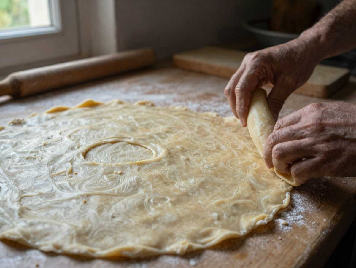 Rivestire la teglia — Torta salata con porri e taleggio economica e d’effetto per buffet numerosi