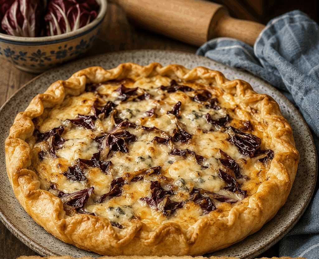 Torta salata radicchio e gorgonzola per il buffet di Ferragosto con gli amici