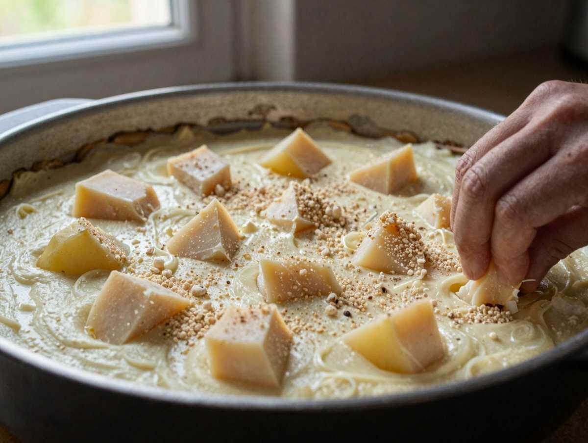 Un passaggio della preparazione — Tortino di Patate e Taleggio