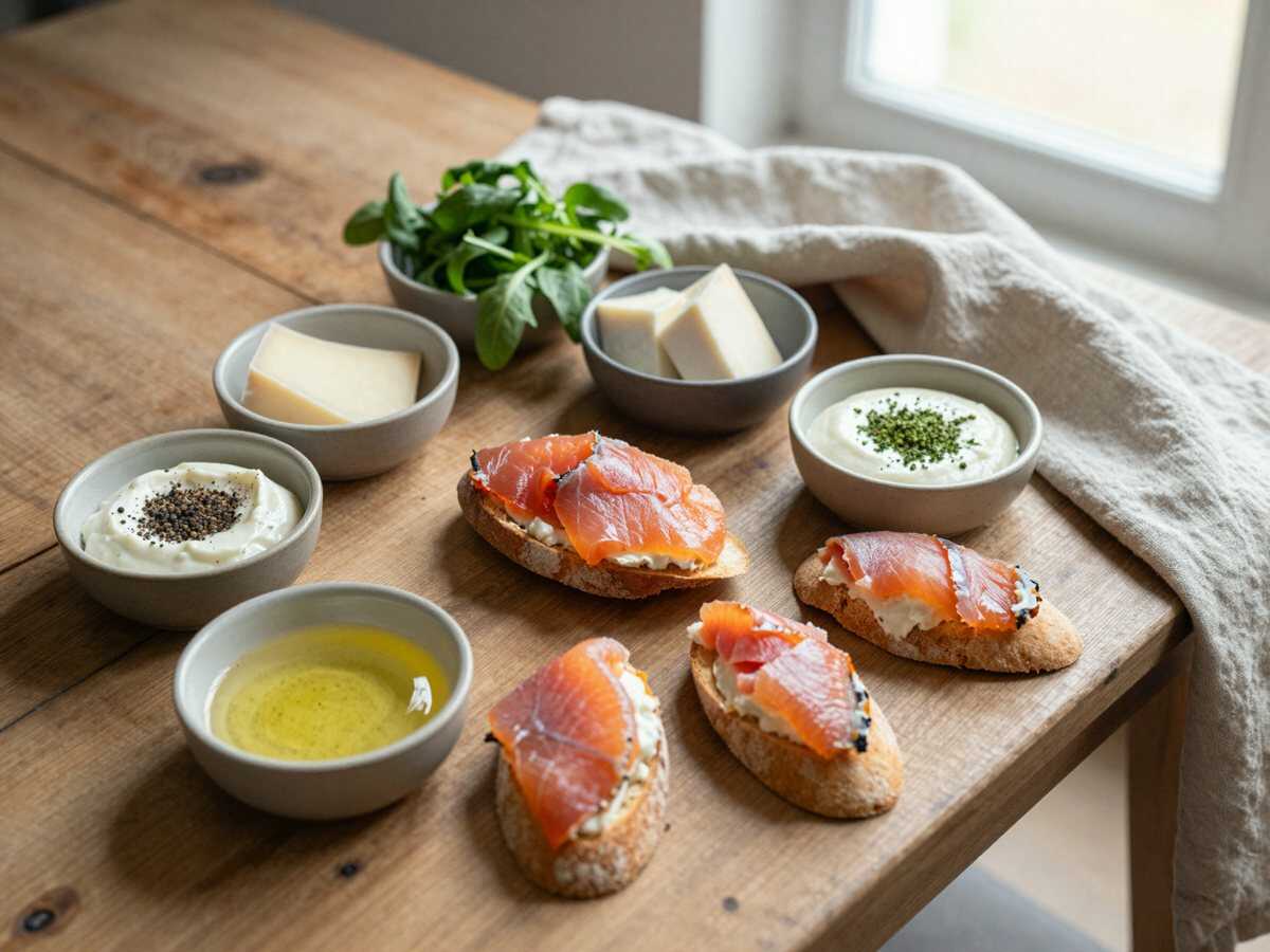 Gli ingredienti per Tramezzini al salmone e formaggio fresco, il finger food che svuota il vassoio in un lampo