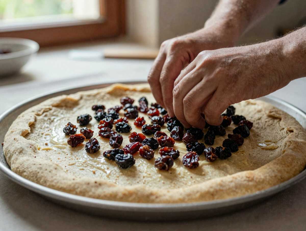 Treccine all’uvetta soffici: un passaggio della lavorazione dell’impasto