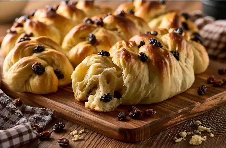 Treccine all’uvetta soffici per la colazione