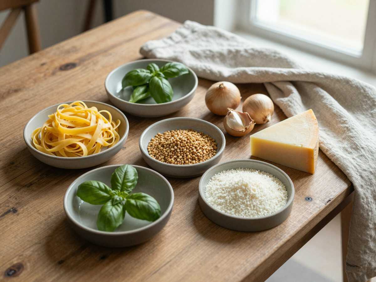 Gli ingredienti per Trofie al Pesto con Fagiolini e Patate