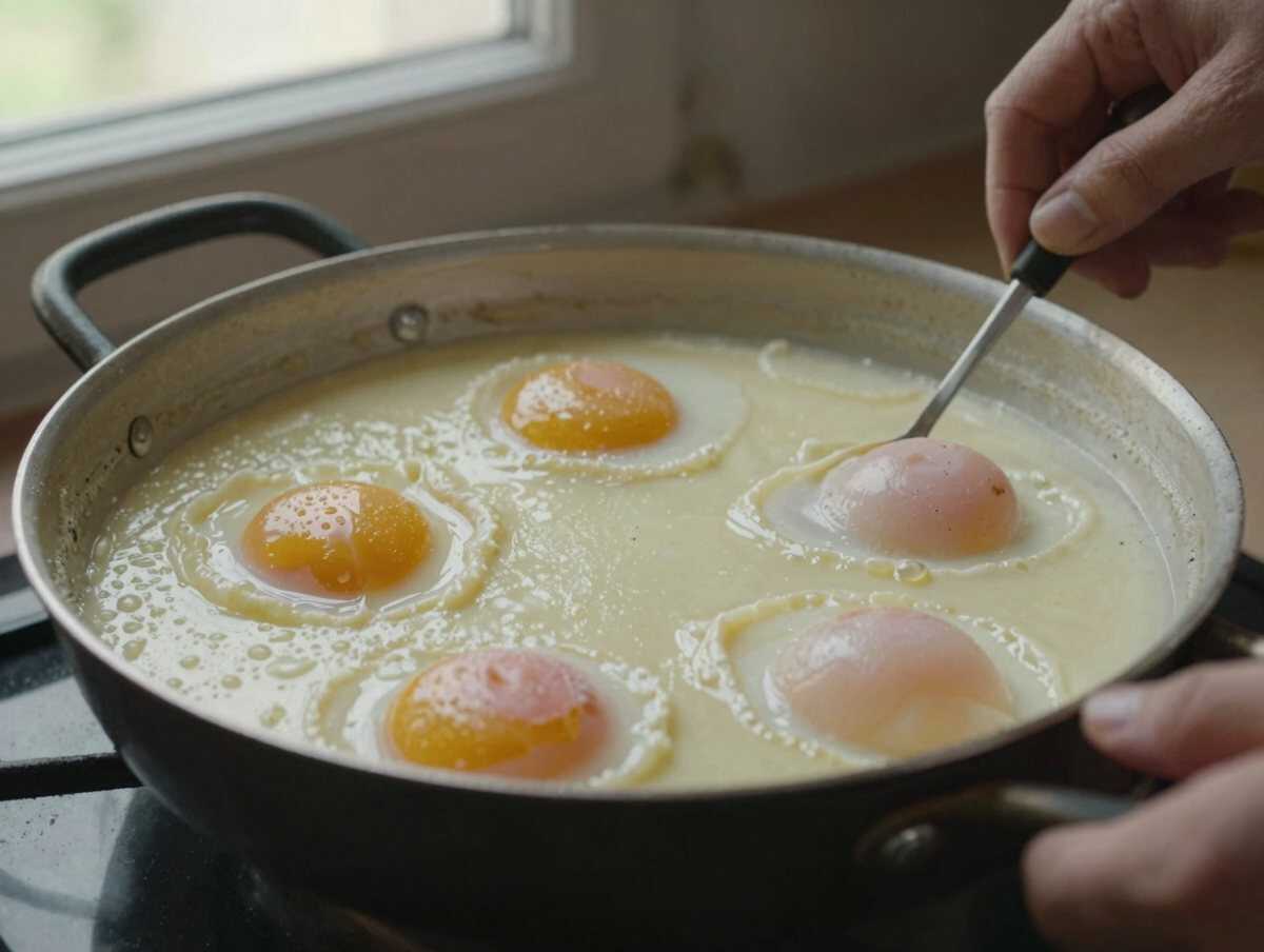 5. Cuocere delicatamente — Uova in Purgatorio Napoletane – Campania