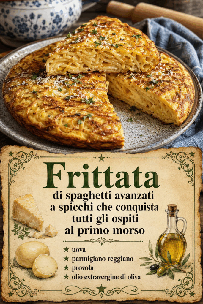 Frittata di spaghetti avanzati a spicchi che conquista tutti gli ospiti al primo morso