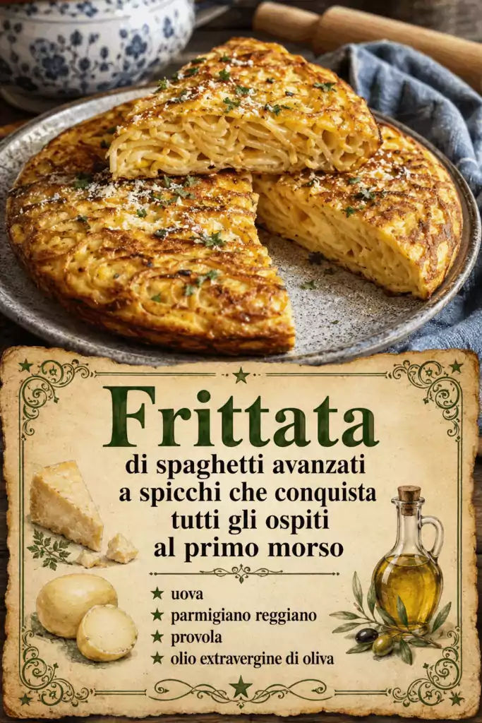 Frittata di spaghetti avanzati a spicchi che conquista tutti gli ospiti al primo morso
