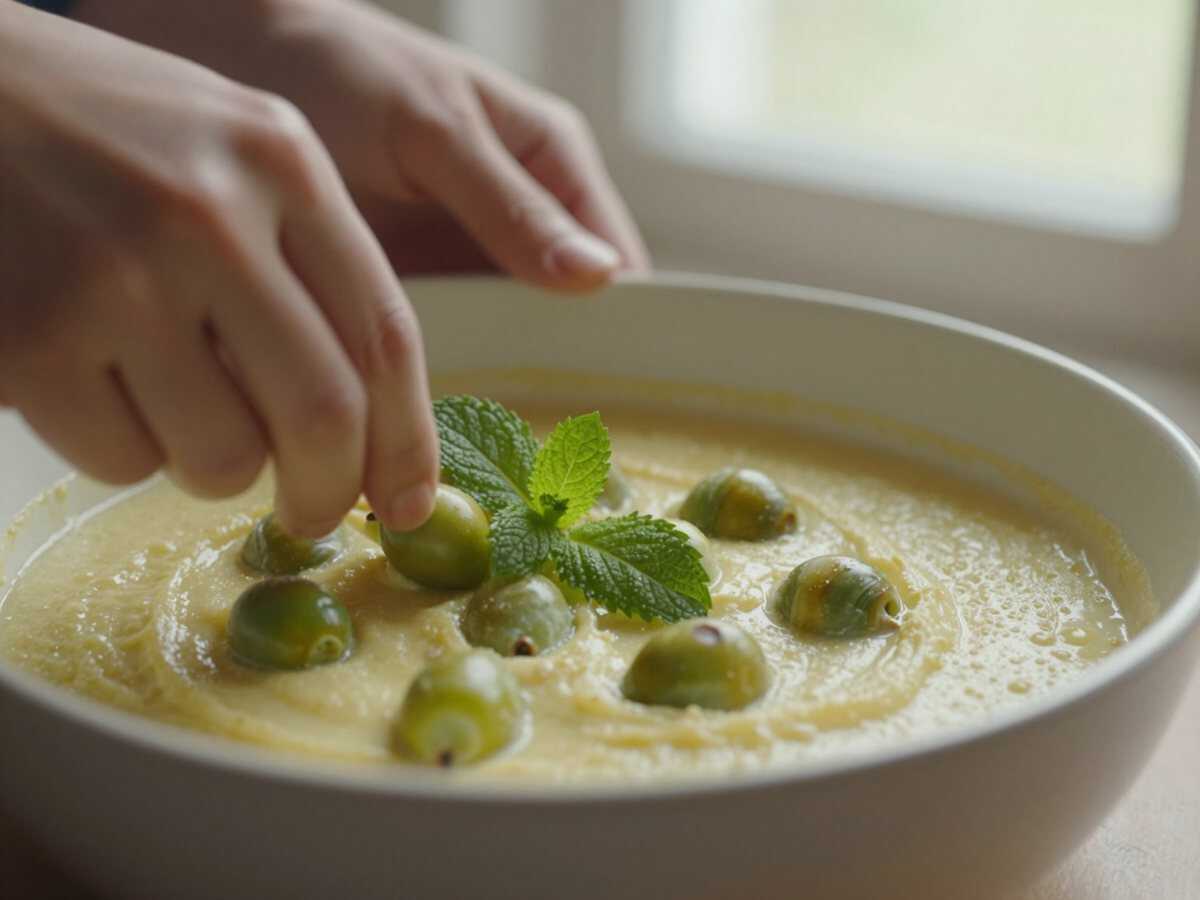 5. Unire la menta — Vellutata di Piselli e Menta: la Ricetta Cremosa e Leggera Perfetta per Ogni Stagione