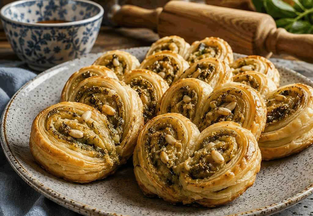 Ventagli di sfoglia con pesto e pinoli per un buffet delle feste che lascia tutti a bocca aperta
