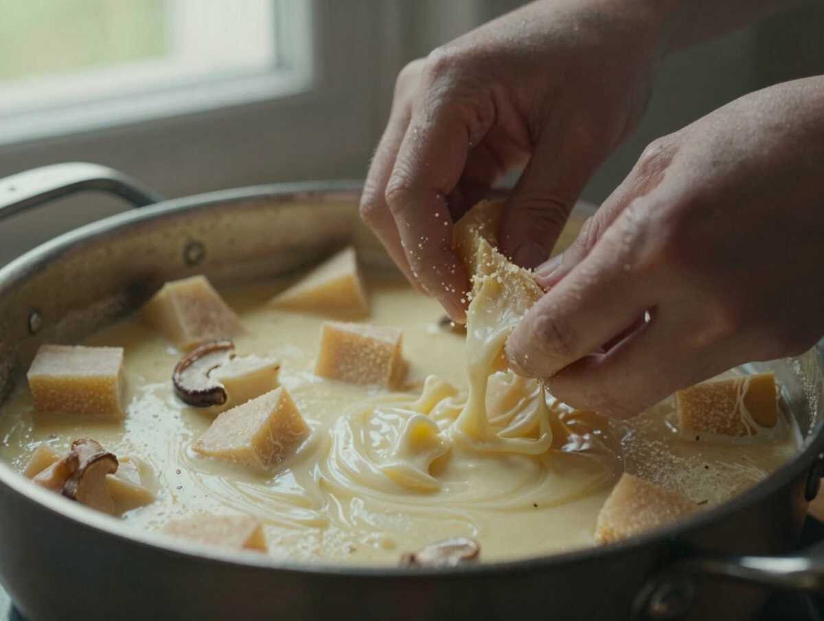 Preparare il ripieno — Vol-au-Vent ai Funghi e Formaggio: la Ricetta Croccante e Cremosa Ideale per le Feste e gli Aperitivi