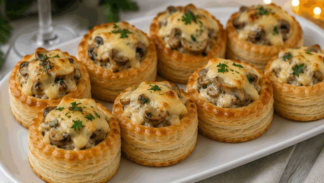 Vol-au-Vent ai Funghi e Formaggio: la Ricetta Croccante e Cremosa Ideale per le Feste e gli Aperitivi