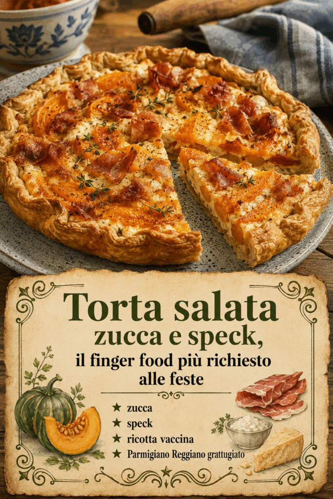 Torta salata zucca e speck, il finger food più richiesto alle feste