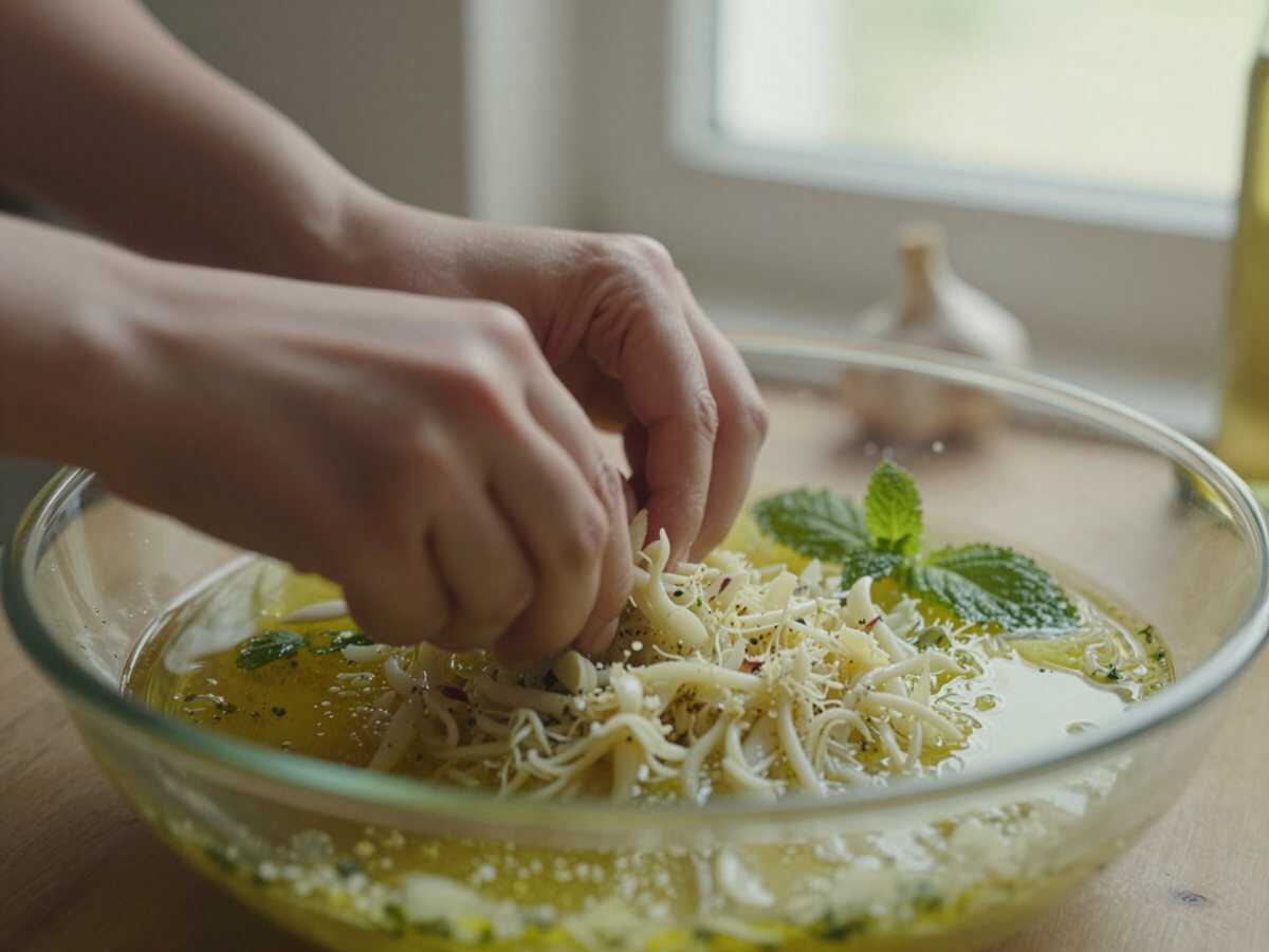 Un passaggio della preparazione — Zucchine alla Scapece: la ricetta tradizionale napoletana con menta e aceto