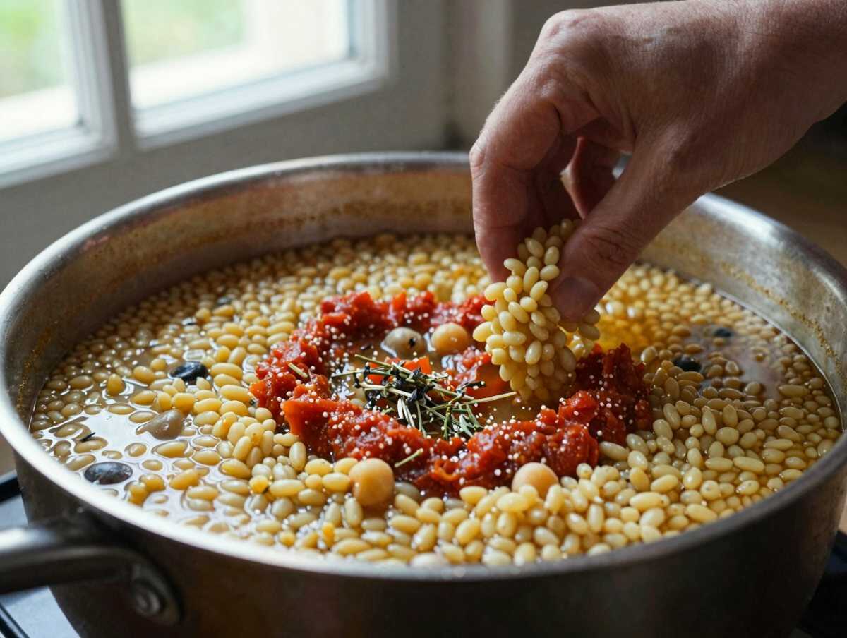 3. Cuocere il farro — Zuppa di Farro Toscana con Fagioli Cannellini e Verdure